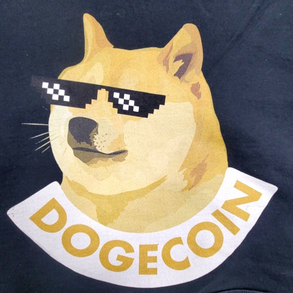 Dogecoin Hoodie Large Port & Company Fan Favorite Meme Sweatshirt Black Cool Dog - Picture 3 of 8